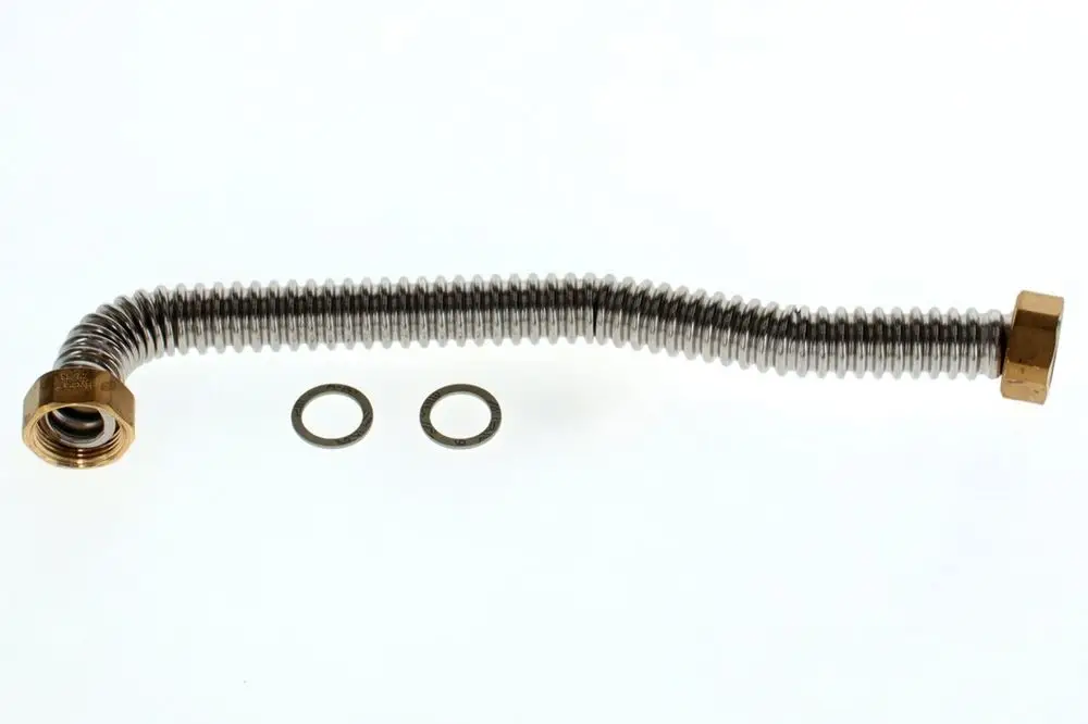 Knickrohr aus Metall mit zwei Messingmuffen an den Enden und zwei dichten Ringen, hergestellt von Bosch.